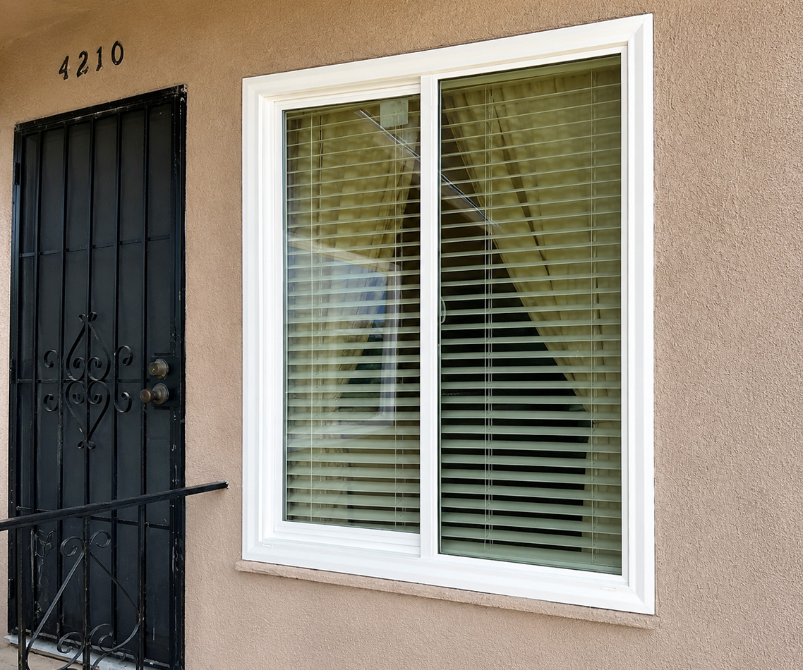 Sliding window installed in a bedroom or living area
