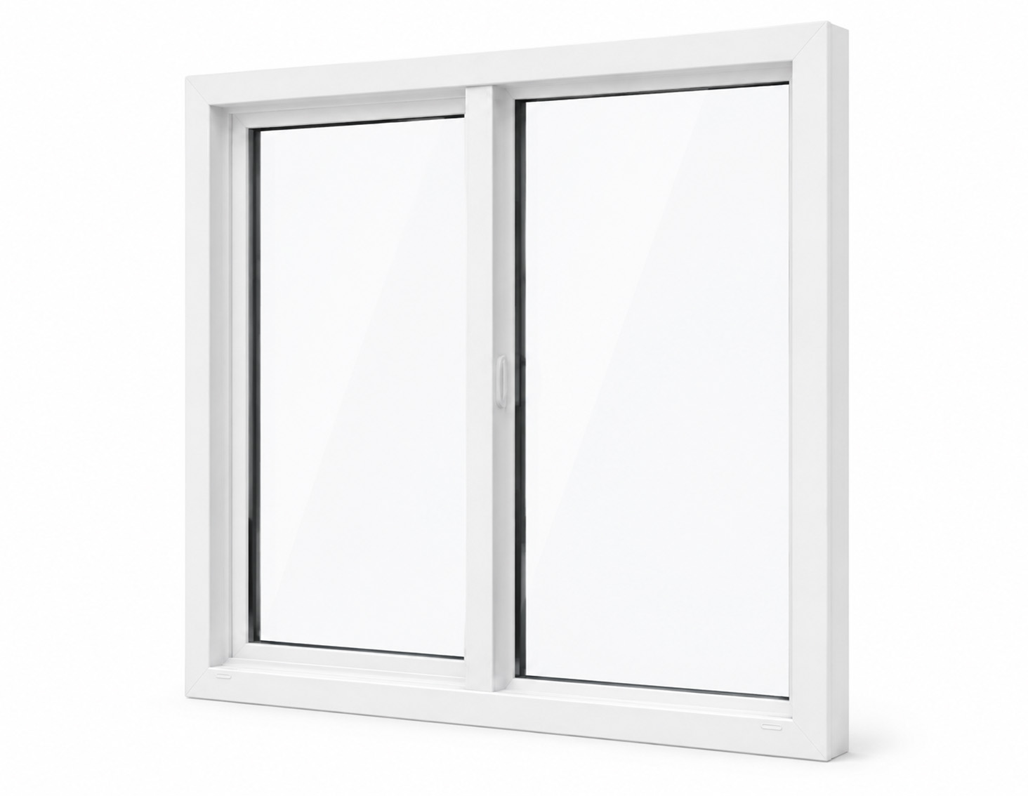 Finished white sliding window installed in a residential wall